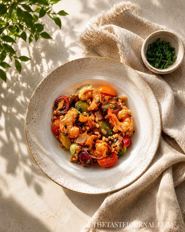 A vibrant plate of fresh vegetables, grains and greens